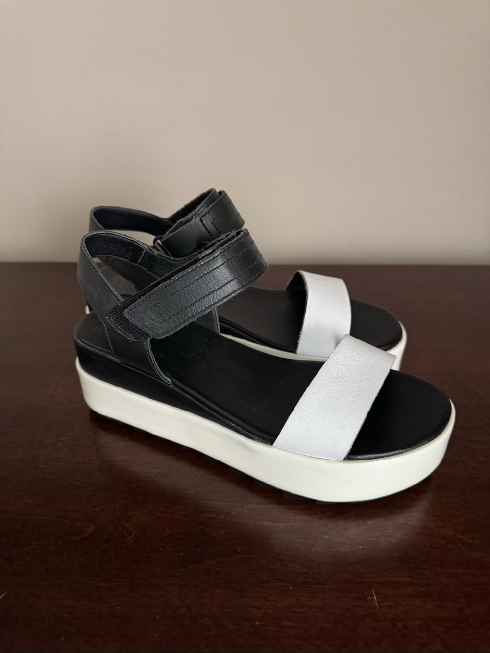 Sorel Women's Black & White Platform Sandals